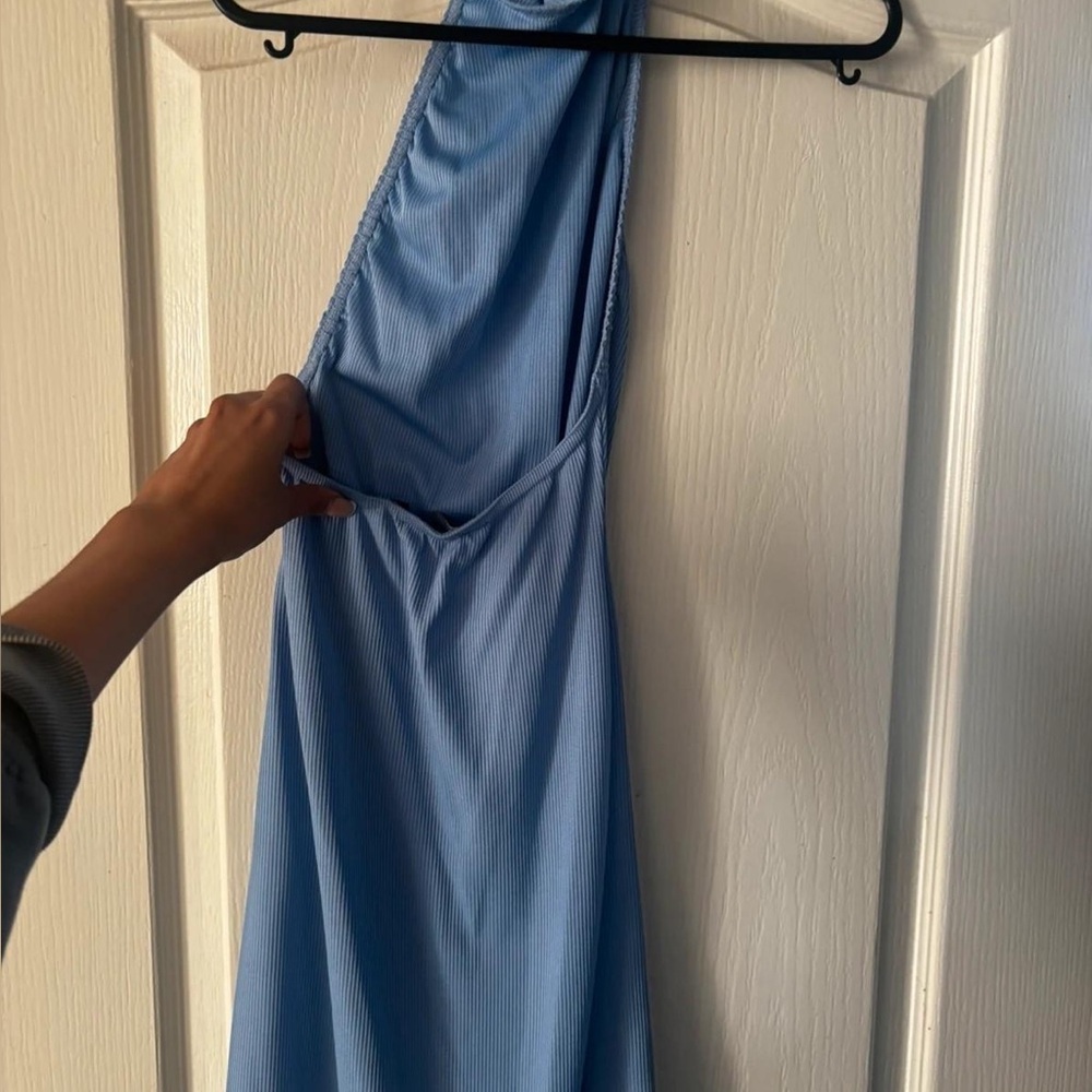 PrettyLittleThing Blue One Shoulder Sundress for Prom